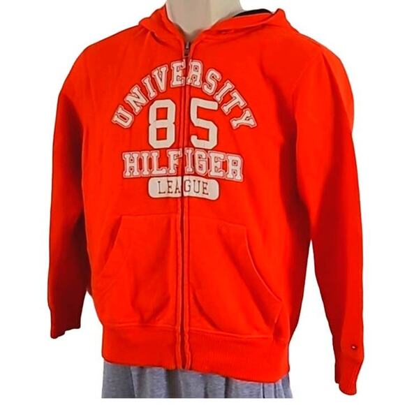 Tommy Hilfiger Boys Full-Zip Hoodie Sweatshirt - Size M (12/14) Orange - Picture 4 of 6